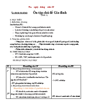 Giáo án Tự nhiên và xã hội Lớp 2 (Chân trời sáng tạo) - Tuần 5 - Bài Ôn tập chủ đề Gia đình
